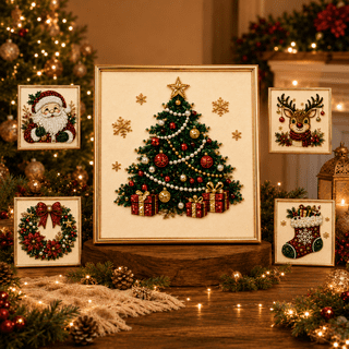 Christmas Pearl Bead Art Kit With Frame Canvas Applicator Pen Wax And Sorting Tray Complete Holiday Craft Set For Indoor Seasonal Wall Decor multicolour