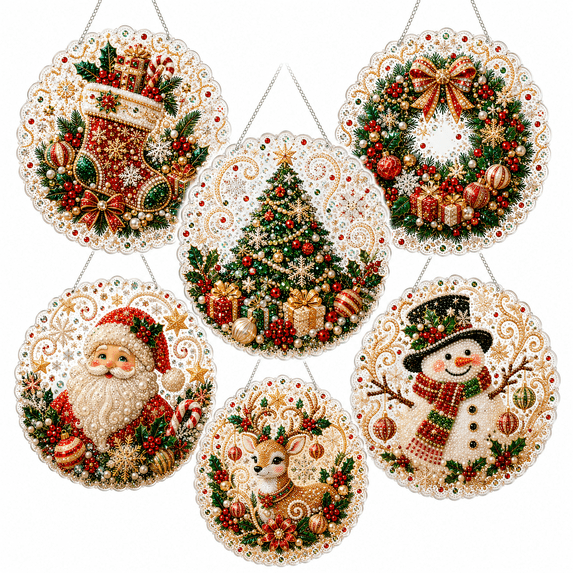 Christmas Pearl Bead Painting Kit, DIY Diamond Art Ornament and Window Suncatcher Craft for Adults Beginners and Holiday Activities