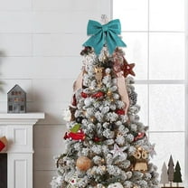 Christmas Pearl Cotton Bow Decor 7.87x6.69in Gold Powder Accent Holiday Tree Ornament Accessory(Blue)