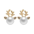 thumbnail image 1 of Christmas Pearl Deer Antler Earrings Holiday Studs 2X1.8cm Women's Festive Jewelry, 1 of 6
