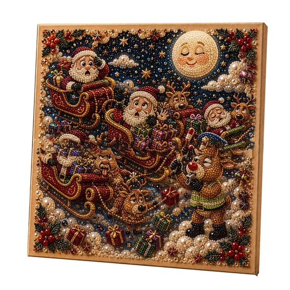 Christmas Pearl Diamond Art DIY Kit 12x12 inch | Xmas Diamond Painting Craft Set with Gem Pen & Tray, Home Wall Decor for Adults Kids Beginners