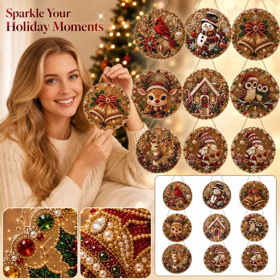 Christmas Pearl Diamond Art Hanging Ornament Kit, Christmas Pearls Beads Art Craft, Diamond Arts Window Suncatchers, DIY Christmas Pearls Bead Painting Kit for Home Wall Decor