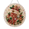 thumbnail image 1 of Christmas Pearl Diamond Art Hanging Ornament Kit, DIY 2D Raised Pearl Rhinestone Suncatcher, Handmade Holiday Crystal Bead Wall Window Hanging Decor, 1 of 6