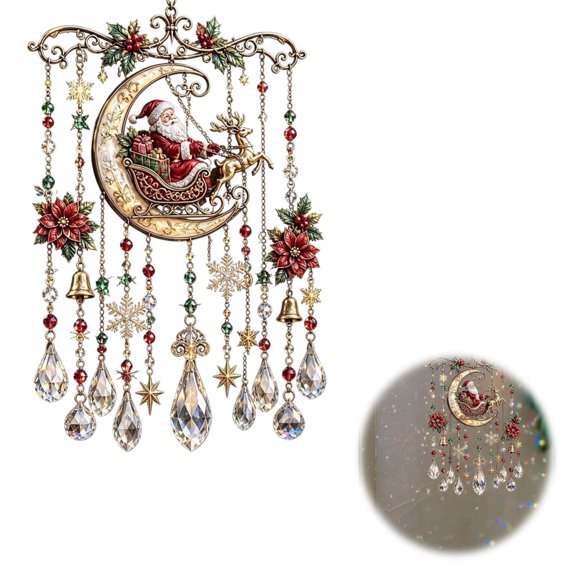 Christmas Pearl Diamond Art Hanging Painting,Diamond Art Christmas Ornaments,Sparkly Holiday Wall Art Craft with Beaded Chain and Hanging Loop,Sparkling Christmas 2D Flat Hanging Painting Decor