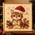 thumbnail image 1 of Christmas Pearl Diamond Art Kit for Adults 5D Sparkling Raised Bead Painting Set on Framed Canvas Complete DIY Craft with Cat Patterns Holiday Home Wall Decor Gift for Beginners, 1 of 7