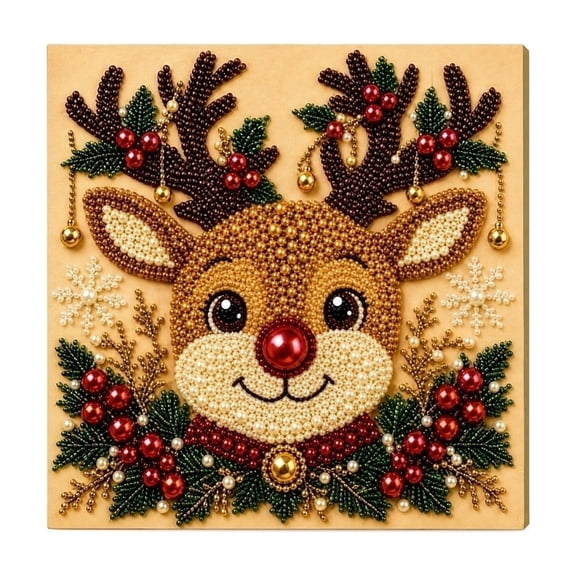 Christmas Pearl Diamond Art Kit, DIY Diamond Painting Set with Beads, Holiday Home Wall Decor Craft, Creative Seasonal Handmade Decoration Project