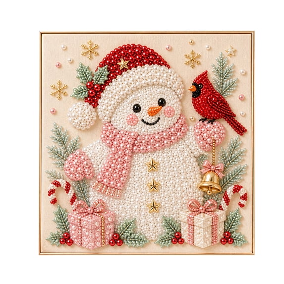 Christmas Pearl Diamond Art Kit, DIY Pearl Beads Craft Kit for Adult Beginners, Gemstone Diamond Dots Handmade Artwork, 7.87×7.87In Framed Christmas Home Wall Decor
