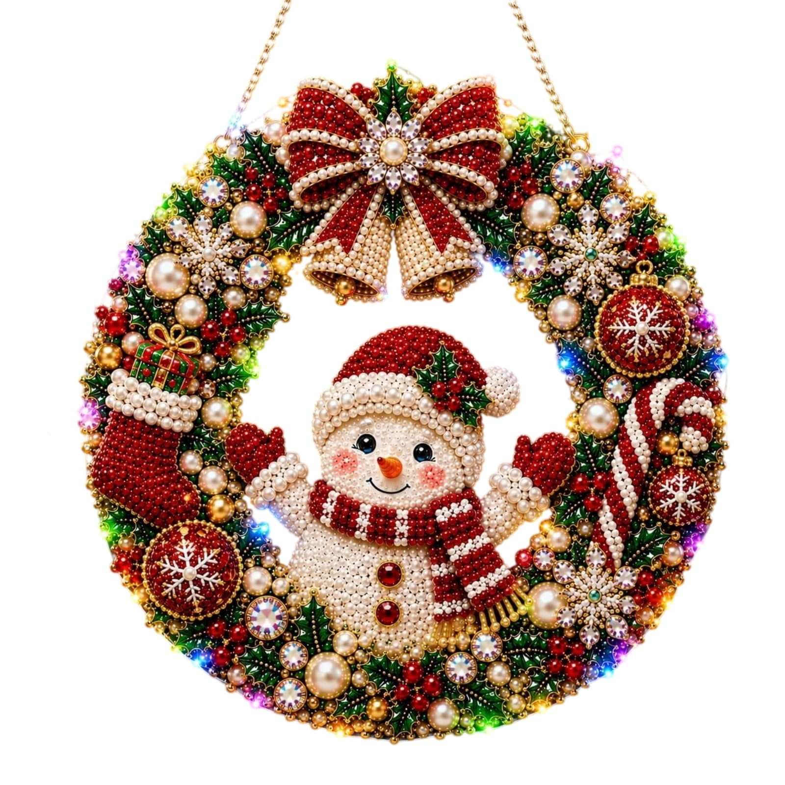String Candy Kit Christmas Pearl & Diamond Art Kit with LED String Lights 10-Inch ...