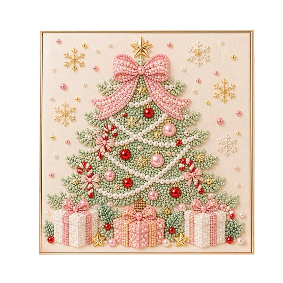 Christmas Pearl Diamond Art Kits, 5D Pearl Diamond Painting Kit, DIY Christmas Diamond Art Craft for Home Wall Decor Holiday Gift