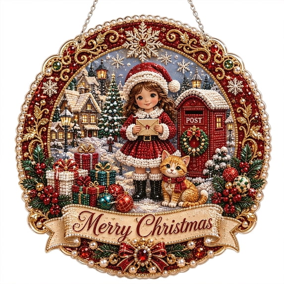 Christmas Pearl Diamond Art Village, Pre-Framed Bead Art Kit with Raised Pearl Finish, DIY Holiday Wall Decor & Craft Activity, Gift for Adults and Beginners