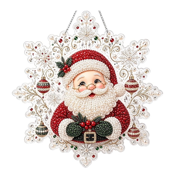 Christmas Diamond Art Kits for Adults,Acrylic Snowflake Suncatcher DIY Pearl Diamond Painting Hanging Ornament(11.8 Inch)
