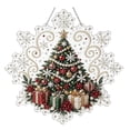 thumbnail image 1 of Christmas Pearl Diamond Painting Art Kit Diy Craft Pre-Assembled Metal Chain Acrylic Snowflake Shape Board With Lace Edge 3D Mixed-Sized Pearl Beads Craft,Diy Pattern Window Pendant(12In), 1 of 5