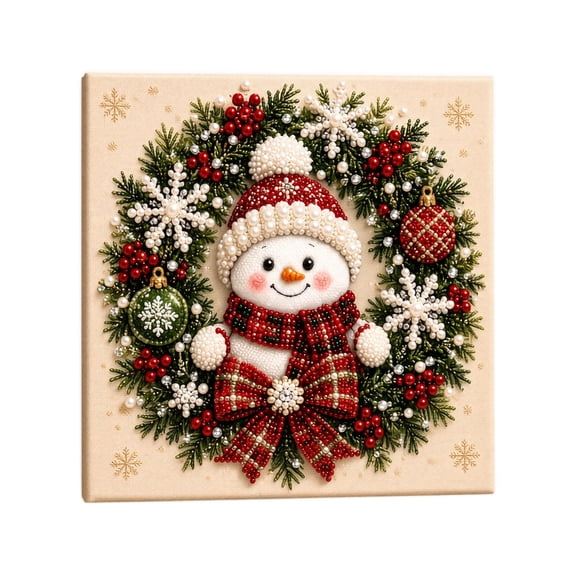 Christmas Pearl Diamond Painting Art Kit with Frame Xmas Gemstone Pearl Beads Craft for Tabletop Mounting Wall Home Decor, Relaxing & Beginner-Friendly Adults