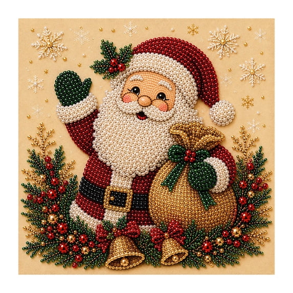 Christmas Pearl Diamond Painting DIY Kit Art Craft Holiday Wall Decor Handcrafted Set Festive Hobby 7.9x7.9 Inch Square Design Creative B152