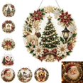 thumbnail image 1 of Christmas Pearl Diamond Painting Suncatcher Kit, DIY Diamond Painting Hanging Pendant for Acrylic Round Board , 3D Mixed-Sized Pearl Beads Craft, Festive Window Wall Decor (F-1pcs), 1 of 8