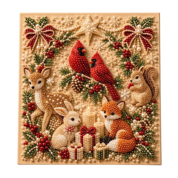 Christmas Pearl Painting Kit with Frame, 8x 8 Inches DIY Pearl Art Craft Set, Holiday Bead Artwork Kit, Handmade Wall Decor Project, Decorative Christmas Home Decoration and Creative Hobby Activity