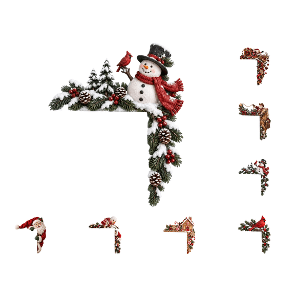 Christmas Peekaboo Door Frame Corner Decor Christmas Door Topper, Holiday Character Decoration for Doorway Window Wall Cabinet Christmas Home Decor,Snowman B