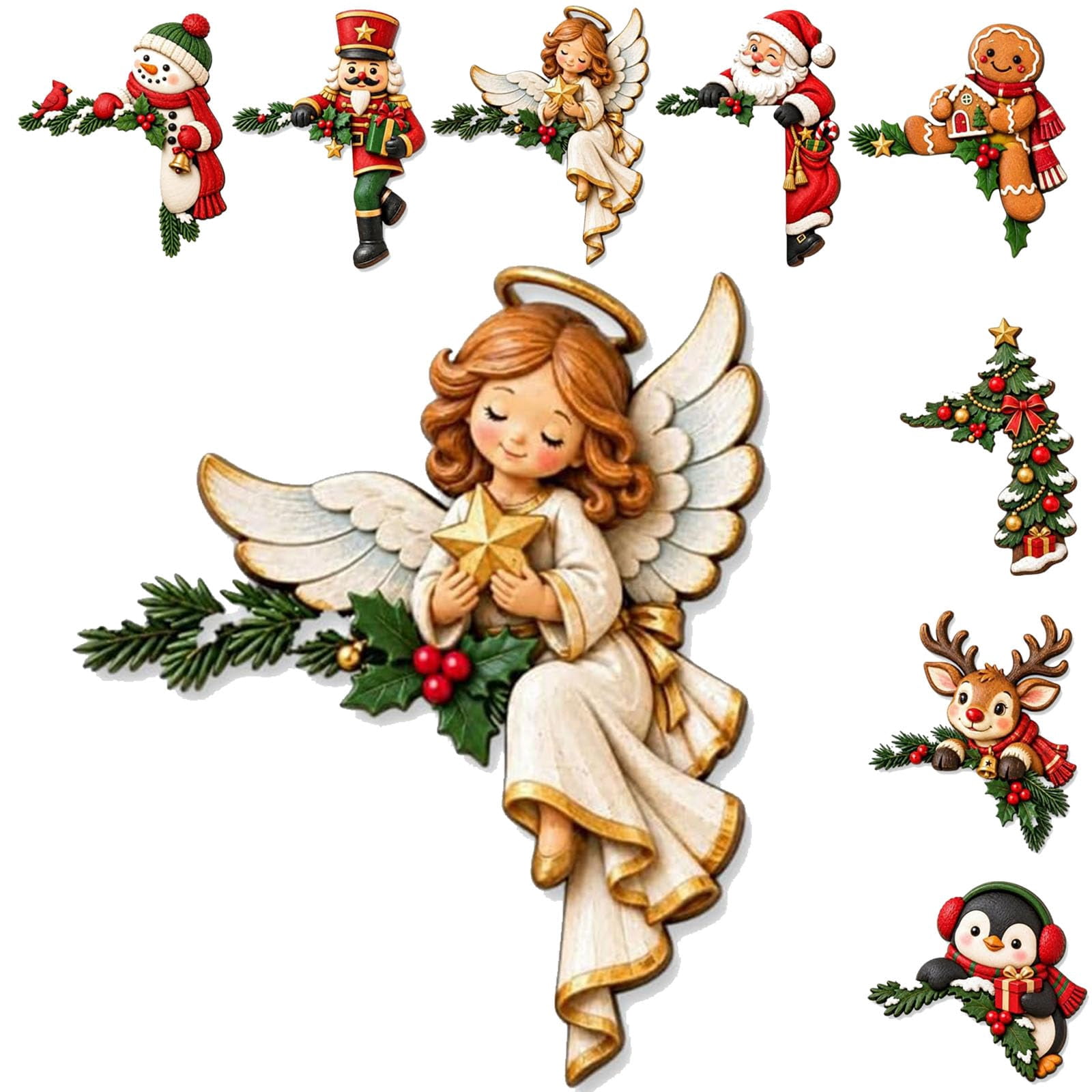 Winiw Frame Christmas Peekaboo Door Frame Corner Decor, Easy to Install, Fits Door ...