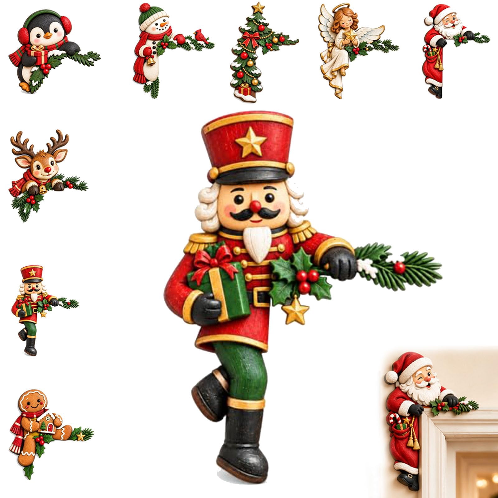 Winiw Frame Christmas Peekaboo Door Frame Corner Decor, Easy to Install, Fits Door ...