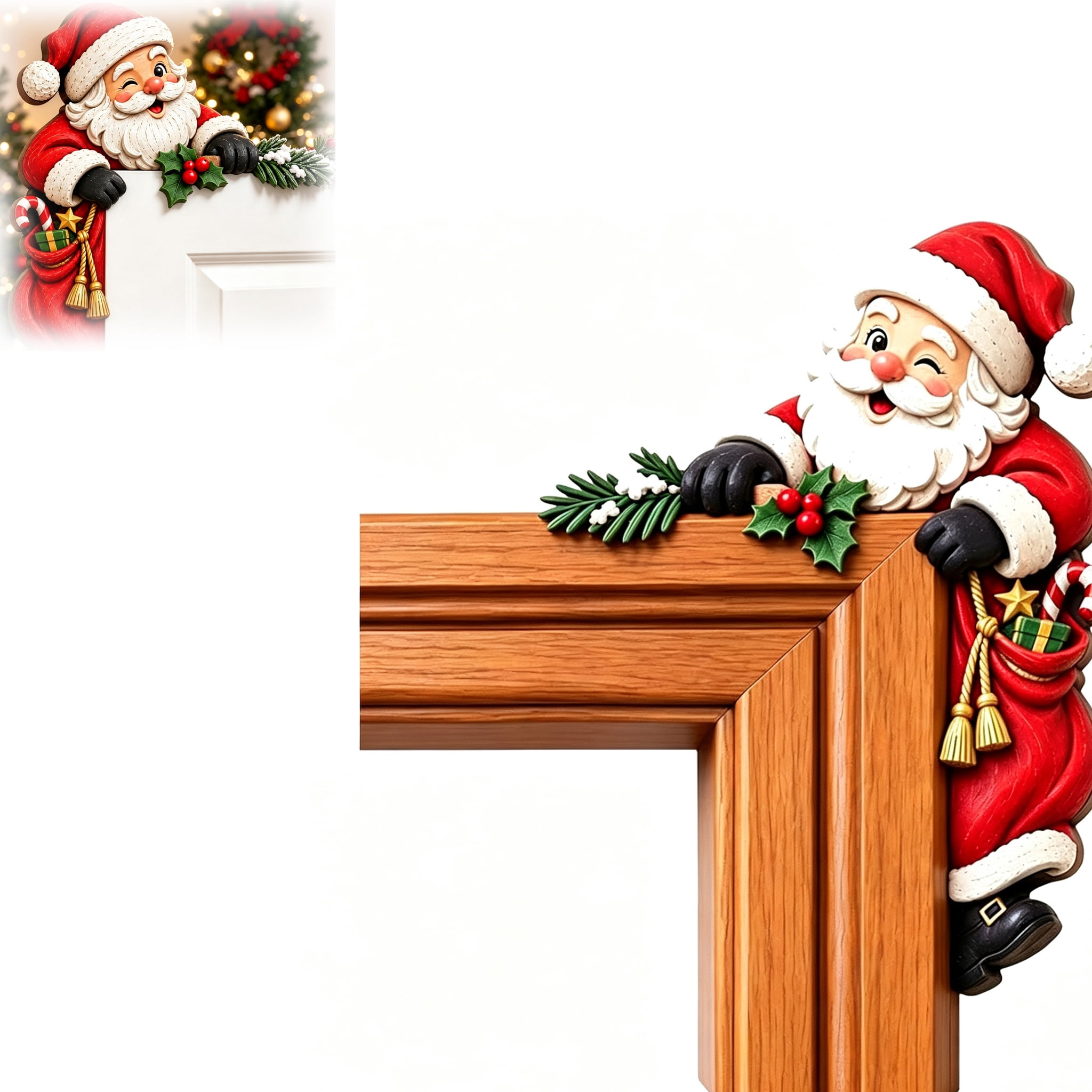 Christmas Peekaboo Door Frame Corner Decor, Easy to Install, Holiday ...