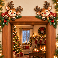 thumbnail image 1 of Christmas Peekaboos Door Frame Corner Decor, 2 Piece Wooden Xmas Door Topper Set, Holiday Frame Corner Signs for Doorways, Entryways, Interior Doors, Windows and Living Rooms, Reindeer Design, 1 of 6