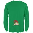 thumbnail image 1 of Christmas Peeking Baby Elf Green Mens Long Sleeve T Shirt Irish Green 3X-LG, 1 of 1