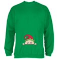 thumbnail image 1 of Christmas Peeking Baby Elf Green Mens Sweatshirt Irish Green X-LG, 1 of 1