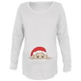 thumbnail image 1 of Christmas Peeking Baby Santa Maternity Soft Long Sleeve T Shirt White 2XL, 1 of 2