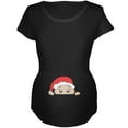 thumbnail image 1 of Christmas Peeking Baby Santa Maternity Soft T Shirt Black X-LG, 1 of 2