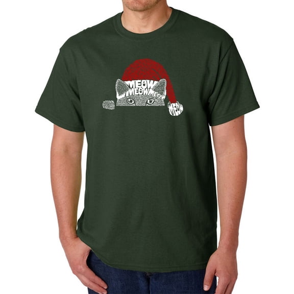 Christmas Peeking Cat - Men's Word Art T-Shirt