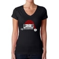 thumbnail image 1 of Christmas Peeking Cat - Women's Word Art V-Neck T-Shirt, 1 of 2