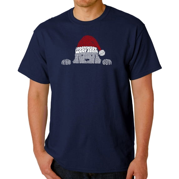 Christmas Peeking Dog - Men's Word Art T-Shirt