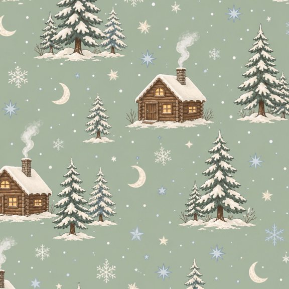 Christmas Peel and Stick Wallpaper 17.7in x 9.8ft Rustic Winter Cabin Snow Covered Pines Stars Green Contact Paper Vinyl Self Adhesive Wall Paper for Bedroom Shelf Cabinet Renter Friendly