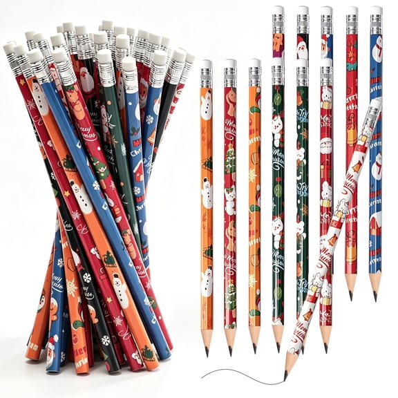 Christmas Pencils with Eraser, 144pcs Xmas Themed Pencil for Christmas Party Supplies