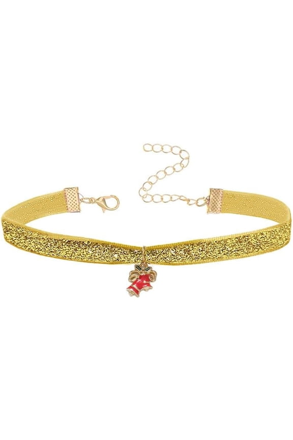 Christmas Pendant Choker Necklaces for Women Ladies Statement Cute Deer Wreath Snowflake X-Mas Tree Cute Drop Jingle Bell Necklace for Daughter Wife Mother Holiday Party Family Favors Gift