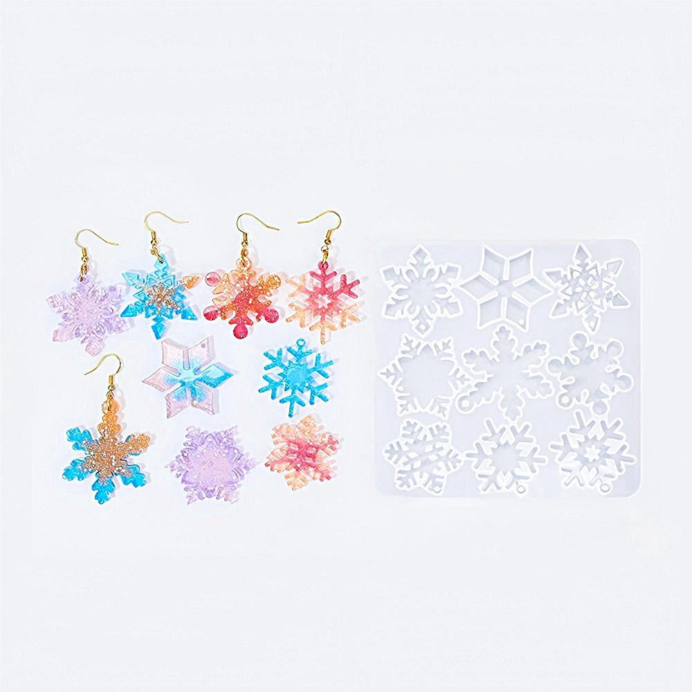 Christmas Pendants DIY Silicone Mold Resin Casting Molds for UV Resin Epoxy Resin Craft Making White Snowflake 130x125x5mm Inner Diameter: 37~42x30~46mm