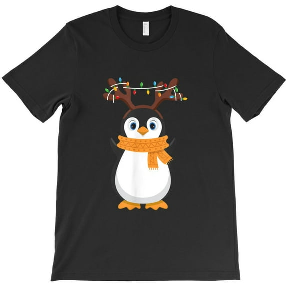 Christmas Penguin Reindeer Funny Holiday Animal Graphic T-Shirt G4908, Up to 5XL