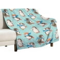 thumbnail image 1 of Christmas Penguin Skiing Throw Blanket Soft Warm Winter Cute Lightweight Flannel Plush Fuzzy Blankets Gift for Women Kids Boys Teens 50X60 in, 1 of 6
