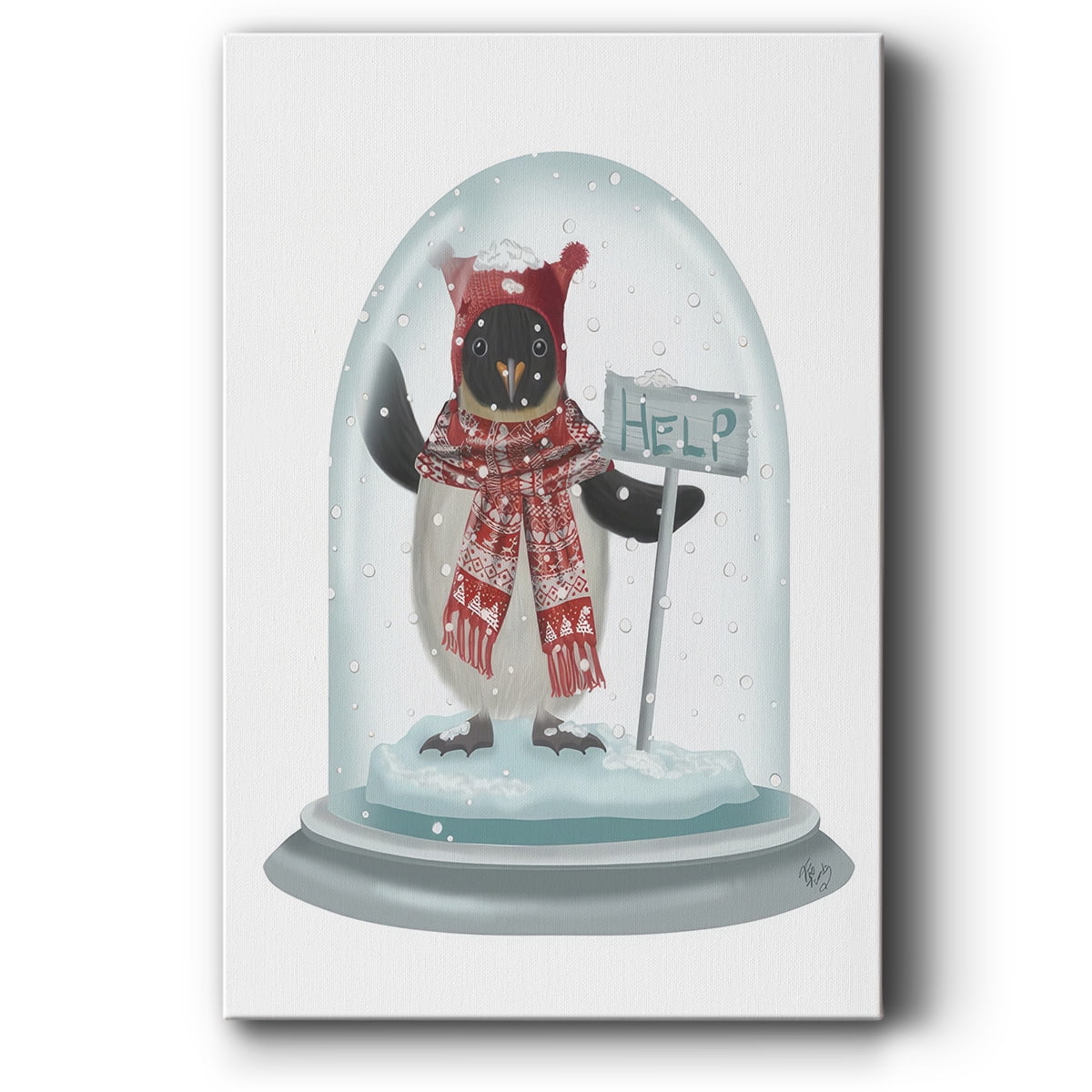 Christmas Penguin Snow Globe- Gallery Wrapped Canvas