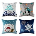 thumbnail image 1 of Christmas Penguin and polar bear Embroidered Decorative Pillow Covers, Holiday Series Throw Pillow, Blue, 18" x 18", Set of 4, 1 of 1