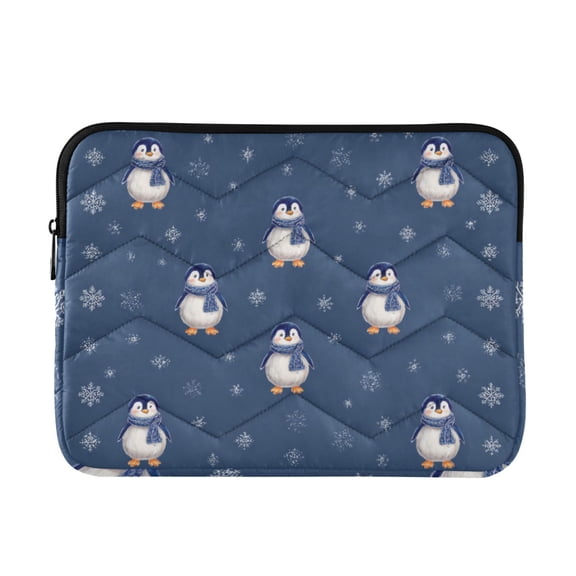 Christmas Penguins with Blue Scarf Snowflakes Quilted Laptop Protective Cases Computer Sleeves Tablet Bags Briefcases M