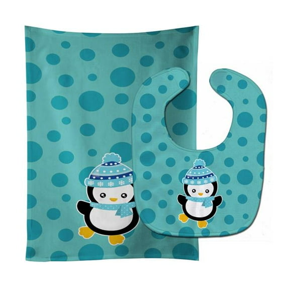 Christmas Penquin No.2 Baby Bib & Burp Cloth