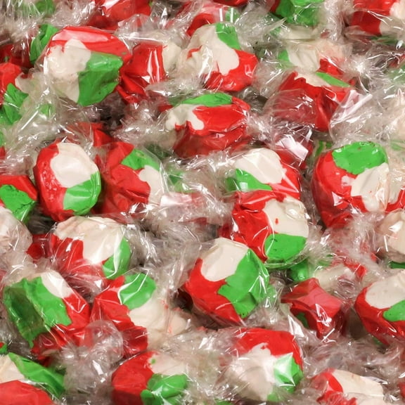 Christmas Peppermint Taffy Chews by It's Delish, 5 lbs Bulk, Individually Wrapped Gourmet Soft Fluff Salt Water Taffies - Holiday Candy Cane Themed Candies for Parties, Events - Made in USA &...