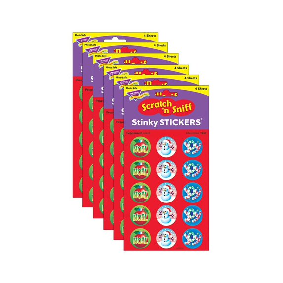 TREND Christmas/Peppermint Stinky Stickers, 60 Per Pack, 6 Packs