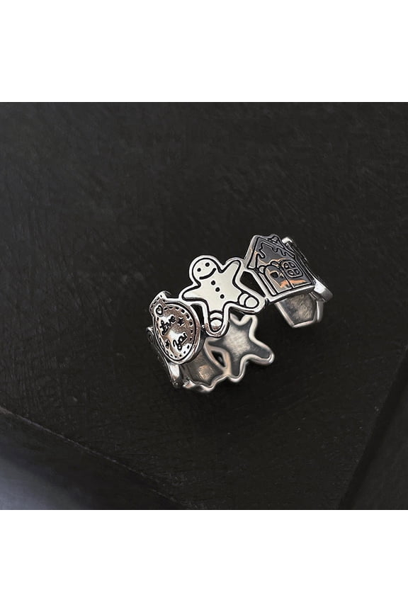 Adjustable Cartoon Character Ring Retro Punk Ring Christmas Gift Index Finger Ring Copper Ring for Women and Men Cartoon Ring Opening Ring