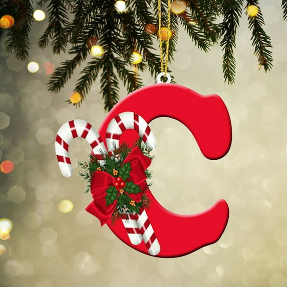 Christmas Personalized Alphabet Ornament - Holiday Alphabet Letter Hanging Decoration, Christmas Initial Tag for Tree Mantel Home Winter Gift Wrap