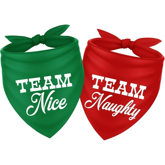 Christmas Pet Bandana Naughty Nice Dog Scarf Washable Adjustable Double-Sided Triangle Dog Bibs Red Green Pet Neckerchief for Xmas Small Medium Large Pet Cat Dog Costume Accessories, 2 Pack