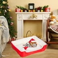 thumbnail image 1 of Christmas Pet Bed Villa Cat Dog Winter Warm 2-in-1 Structure Detachable Washable Thick Cloth Red Private Enclosed Open Cozy Nest Mat Multi-Size Scratch-Resistant Holiday, 1 of 5