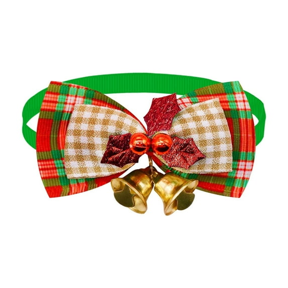 Christmas Pet Bow Tie, Adjustable Dog Collar Bowtie for Cats and Puppies, Soft Fabric Holiday Pet Accessories in Red and Green, Lightweight Fashion Pet Supplies
