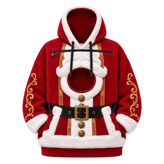 Christmas Pet Carrier Hoodie Unisex Kangaroo Pouch Sweatshirt with Zipper, Warm Oversized Cat Dog Holiday Pullover